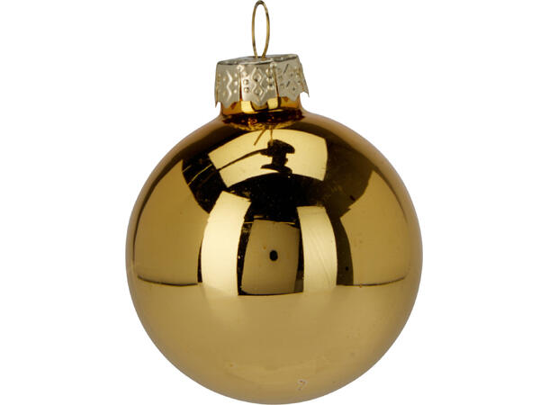 Julekule glass gull 5cm 16stk 8 matt + 8 blank i krafteske 