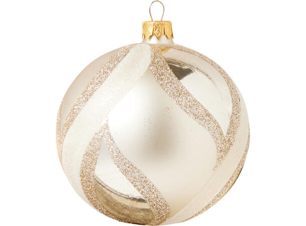 Julekule glass gullfarger 10cm 6ass Display 12stk. Håndlaget i Ukraina 