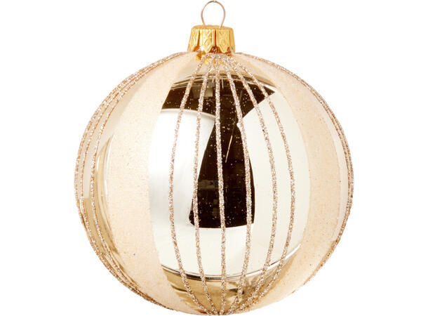 Julekule glass gullfarger 10cm 6ass Display 12stk. Håndlaget i Ukraina 