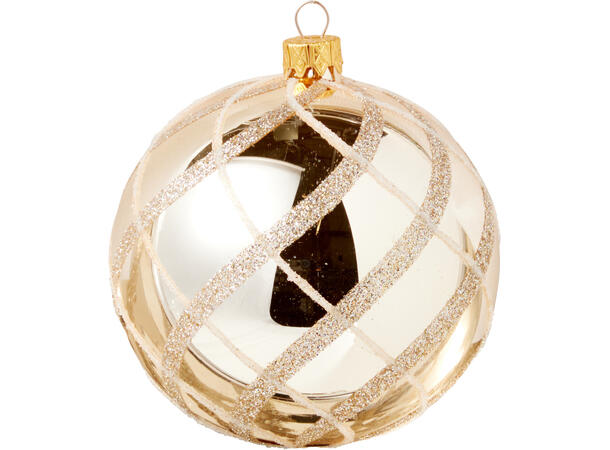 Julekule glass gullfarger 10cm 6ass Display 12stk. Håndlaget i Ukraina 