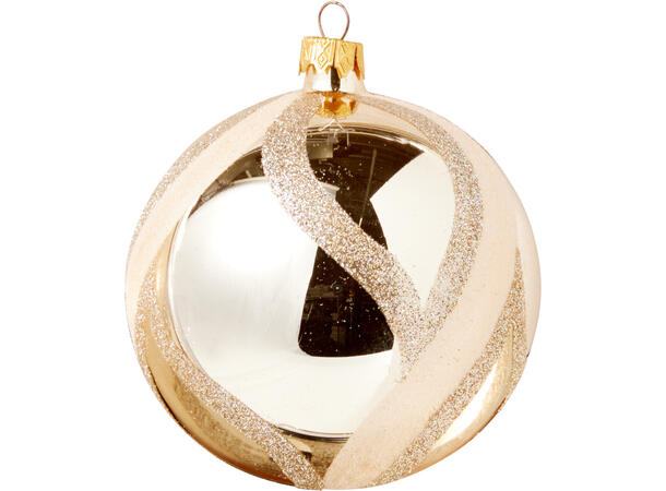 Julekule glass gullfarger 10cm 6ass Display 12stk. Håndlaget i Ukraina 