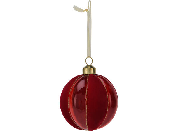 Julekule glass ornament rød 8cm 3ass Display 12stk Kule Løk Dråpe 