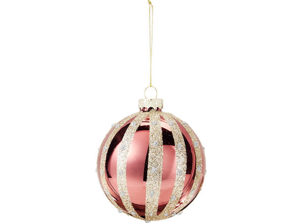 Julekule matt/shiny glass m/glitter 8cm Display 12stk 