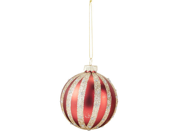 Julekule matt/shiny glass m/glitter 8cm Display 12stk 