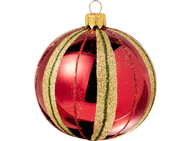 Julekule munnblåst stripe 8cm 4ass Display 12stk. Håndlaget i Ukraina 