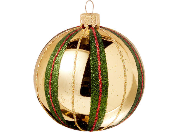 Julekule munnblåst stripe 8cm 4ass Display 12stk. Håndlaget i Ukraina 