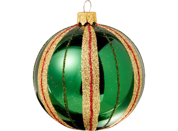 Julekule munnblåst stripe 8cm 4ass Display 12stk. Håndlaget i Ukraina 