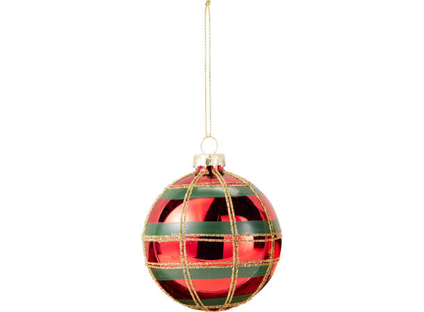 Julekule rød shiny/matt glass 8cm 4ass Display 12stk 