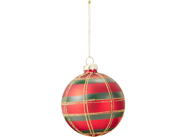 Julekule rød shiny/matt glass 8cm Display 12stk 