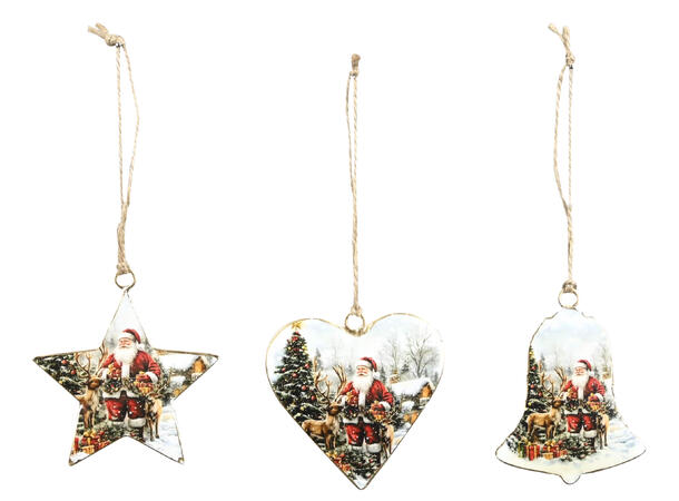 Julepynt metall nostalgi 8-9cm 3ass 