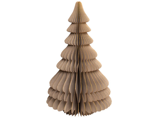 Juletre papir greige m/gull/stjerne 30cm 