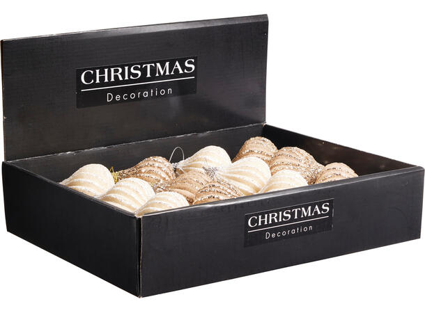 Juletrekule løk krem/beige 8cm 2ass 2 farger med snor 