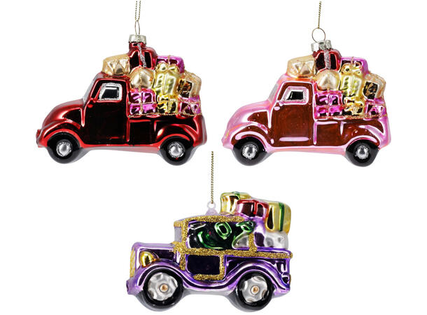 Juletrepynt bil glass 10cm 3ass Display 12stk 