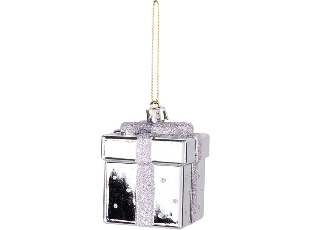 Juletrepynt gaveeske plast 5cm 4ass Display 75stk Hengedisplay 