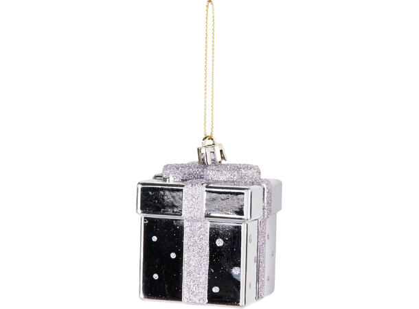 Juletrepynt gaveeske plast 5cm 4ass Display 75stk Hengedisplay 