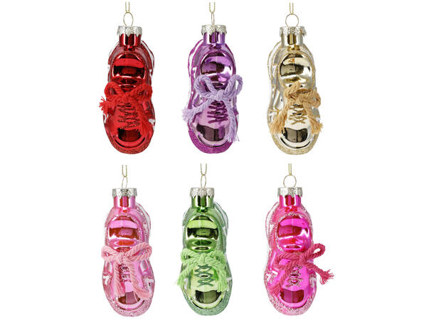 Juletrepynt joggesko glass 9,5cm 6ass Display 12stk 