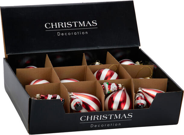 Juletrepynt luftballong glass 16cm Display 12 stk 