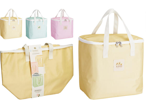 Kjølebag pastell 15l alu-innside 3ass PV-belegg 30x20x25cm Polyesterkant 