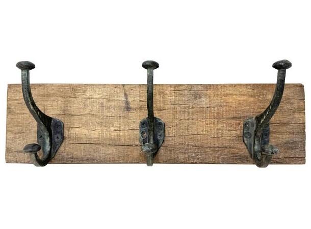 Knaggrekke antikk tre/metall 45x11x5cm 