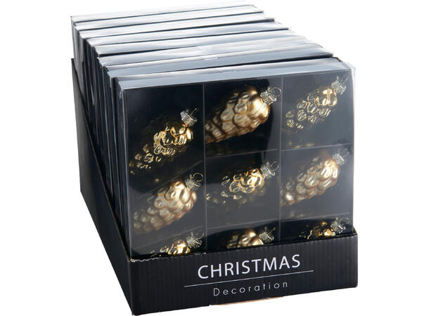 Kongler glass gull 8,6cm 9stk 9 stk i sort gaveeske 