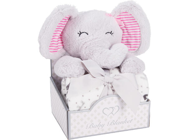 Kosedyr plysj 33cm m/fleeceteppe 6ass Str: 75x90cm 