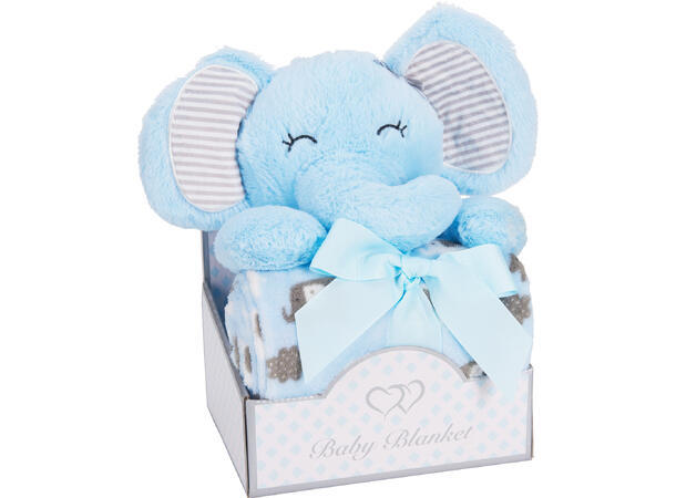 Kosedyr plysj 33cm m/fleeceteppe 6ass Str: 75x90cm 