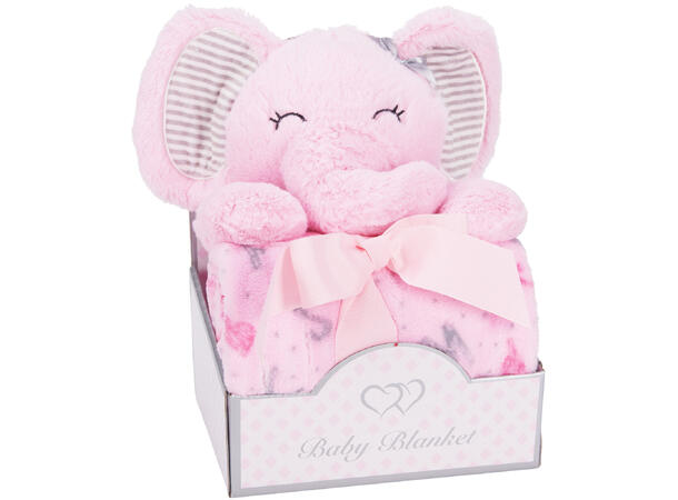 Kosedyr plysj 33cm m/fleeceteppe 6ass Str: 75x90cm 