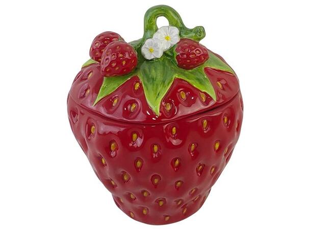 Krukke jordbær rød keramikk 16x16x20cm 