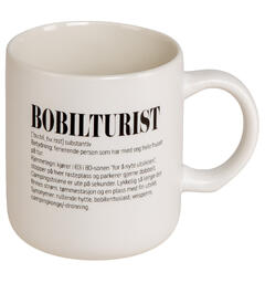 Krus definisjon hvit m/sort Bobilturist 330ml 8x9cm 200g