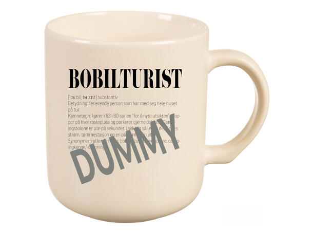 Krus definisjon hvit m/sort Bobilturist 330ml 8x9cm 200g 