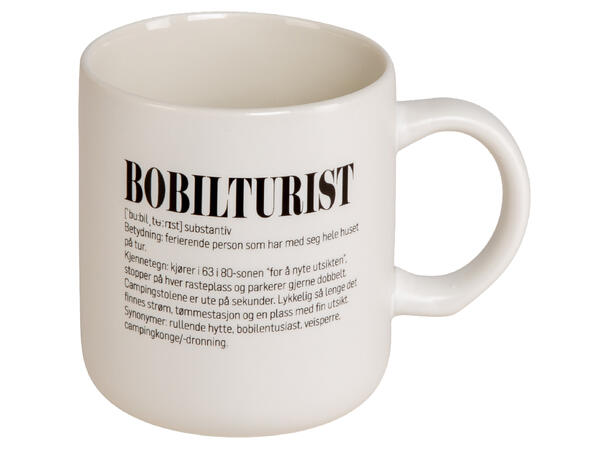Krus definisjon hvit m/sort Bobilturist 330ml 8x9cm 200g 