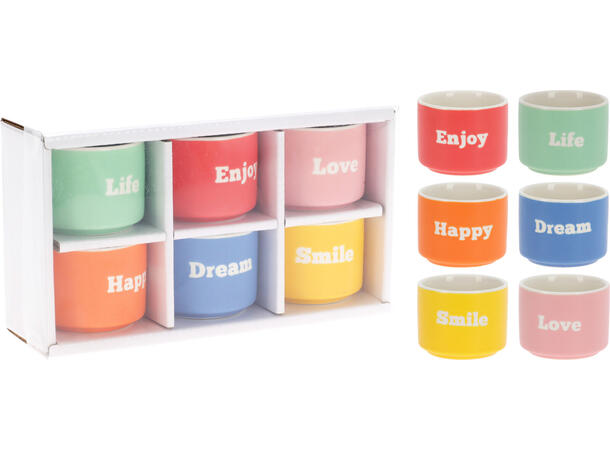 Krus espresso porselen 6x4,5cm 60ml 6stk 