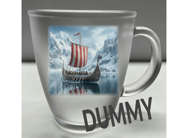 Krus frostet glass m/coaster Viking 10cm 12x9x10cm. Glassbrikke i bambustre 