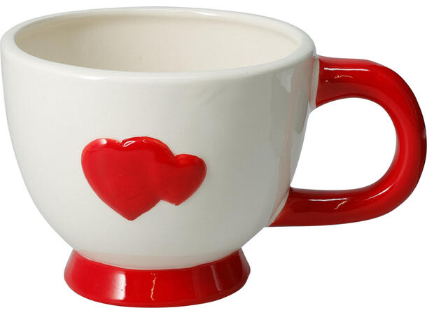 Krus keramikk rød hvit 16x13cm 0,5l 3ass Forpakning: 24stk 