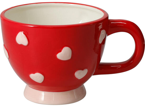 Krus keramikk rød hvit 16x13cm 0,5l 3ass Forpakning: 24stk 