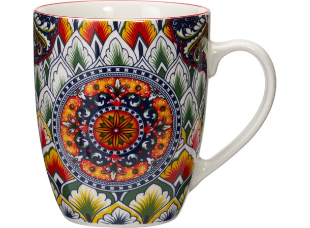 Krus mønstret porselen 8,7x10,5cm 4ass Forpk 12stk 350ml 