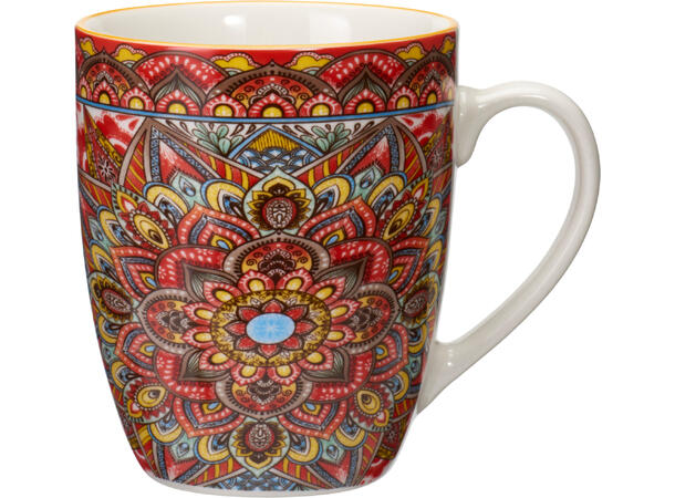 Krus mønstret porselen 8,7x10,5cm 4ass Forpk 12stk 350ml 