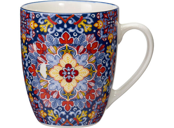 Krus mønstret porselen 8,7x10,5cm 4ass Forpk 12stk 350ml 