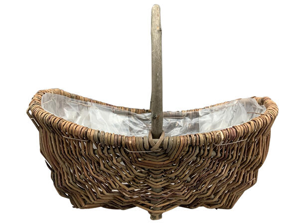 Kurv flettet brun m/hank plastikk s/2 Forpk 3 sett 30x20x10cm 35x25x12cm 