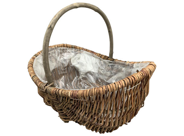 Kurv flettet brun m/hank plastikk s/2 Forpk 3 sett 30x20x10cm 35x25x12cm 