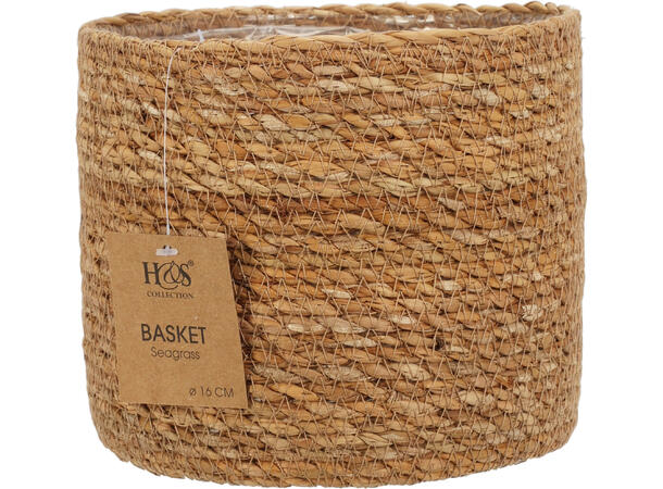 Kurv flettet sjøgress m/plast s/5 12x10/14x12/16x14/18x16/20x18cm 