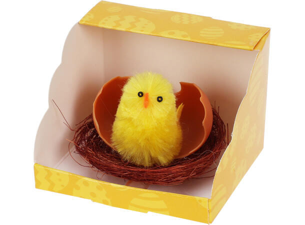 Kylling i reir chenille 4ass design Display med 24stk Polyester 