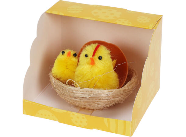 Kylling i reir chenille 4ass design Display med 24stk Polyester 