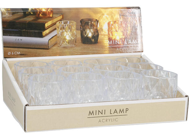 Lampe LED mini akryldekor 5x6cm varmhvit Display 12stk Batteri 3xLR1130 inkl. 