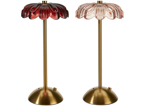 Lampe LED palme glass h:30cm 2ass Rød Rosa 