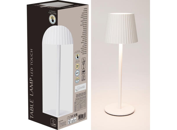 Lampe hvit varmhvit 24stk LED h:27, 5cm USB-lading m/kabel 80cm. 3-modus lys 