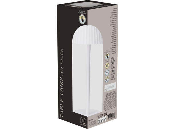 Lampe hvit varmhvit 24stk LED h:27, 5cm USB-lading m/kabel 80cm. 3-modus lys 