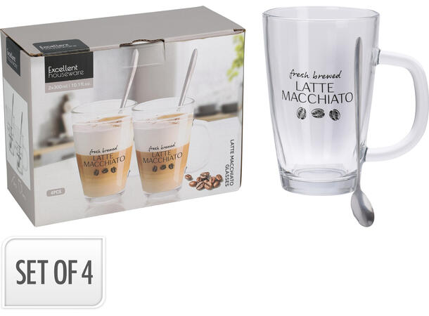 Latte macchiato 2 glass m/skje 300ml Krus: h:12cm 