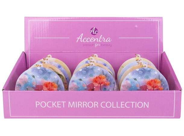 Lommespeil nøkkelring Blomst 7,4cm 4ass Display 12stk 