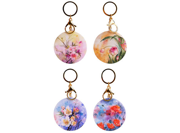 Lommespeil nøkkelring Blomst 7,4cm 4ass Display 12stk 